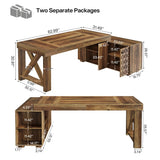 Tribesigns Farmhouse 63-Inch Executive Desk, L-Shaped Boss Desk Home Office Desks with Storage Shelves and Cabinet, Large Business Furniture Set for Home Office, Brown Tribesigns