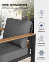 Oasbira Aluminum Outdoor Patio Furniture Set with Coffee Table, 4 Piece Patio Conversation Sets with Washable Thick Cushions, Patio Sectional Furniture Set for Porch, Balcony, Deck, Graphite Oasbira