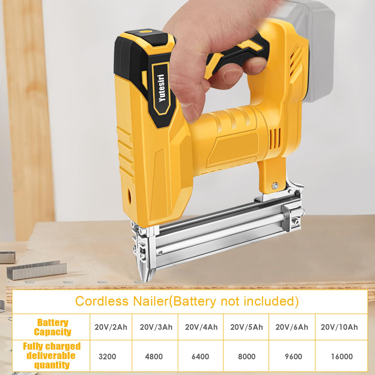 18GA Cordless Brad Nailer Compatible with Dewalt 20V MAX Battery, 2 in 1 Brushless 5/8 to 1-1/4 Inch Cordless Nail Gun with 1000pcs Nails/Staples for Carpentry and Woodworking Projects(Tools Only) Yutesiri