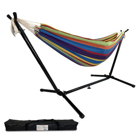 Highwild Double Hammock with Steel Stand - Max 600 Lbs (B- Blue/Purple) Highwild