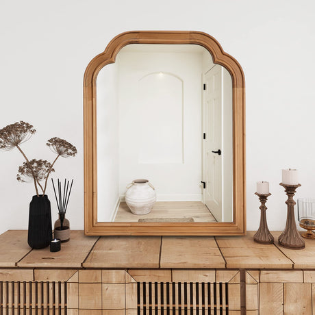 WallBeyond Wood Frame Wall Mirror Decor for Entryway, Living Room or Bedroom Home Decor - Light Woodgrain [16" x 20" Natural Color] WallBeyond