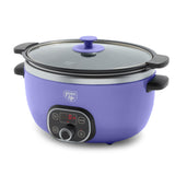 GreenLife 6 Quart Ceramic Slow Cooker, PFAS-Free, Programmable, Removable Healthy Nonstick Pot for Family Meals, Sear on Stovetop, Keep Warm, Digital Timer, Dishwasher Safe Glass Lid, Periwinkle GreenLife