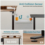 Bestier LED Electric Standing Desk Adjustable Height, 58x26 Inch Large Sit Stand Desk with Monitor Stand, Ergonomic Rising Desk for Home Office Workstation, Headphone Hook Storage Bag Brown Bestier