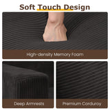 Convertible Sofa Bed, 3 in 1 Loveseat Folding Couch Bed Foldable - Chaise Lounge Chair & Floor Futon Sleeper, Corduroy Pull Out Sofa Bed with 4 Pillows for Living Room, Black cidludto