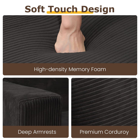 Convertible Sofa Bed, 3 in 1 Loveseat Folding Couch Bed Foldable - Chaise Lounge Chair & Floor Futon Sleeper, Corduroy Pull Out Sofa Bed with 4 Pillows for Living Room, Black cidludto
