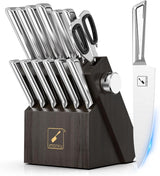 Knife Sets for Kitchen with Block imarku G14 Japanese Knife Set Stainless Steel Kitchen 14pcs, Built-in Sharpener, Sharp Knives with Non-slip Ergonomic Handle - Dishwasher Safe, Home Essential Gifts imarku