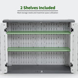 Macrout 25 Cu.Ft Small Plastic Outdoor Storage Cabinet with Shelves, 4.3 x 2.5 ft Waterproof Resin Outdoor Storage Shed with Floor, Lockable Horizontal Shed for Garden and Patio M MACROUT
