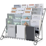 Gejoy 6 Tiered Book Display Rack Wire CD Display Rack Book SigningTabletop Magazine Countertop Holder Retail Literature Brochures Holder(Black) Gejoy