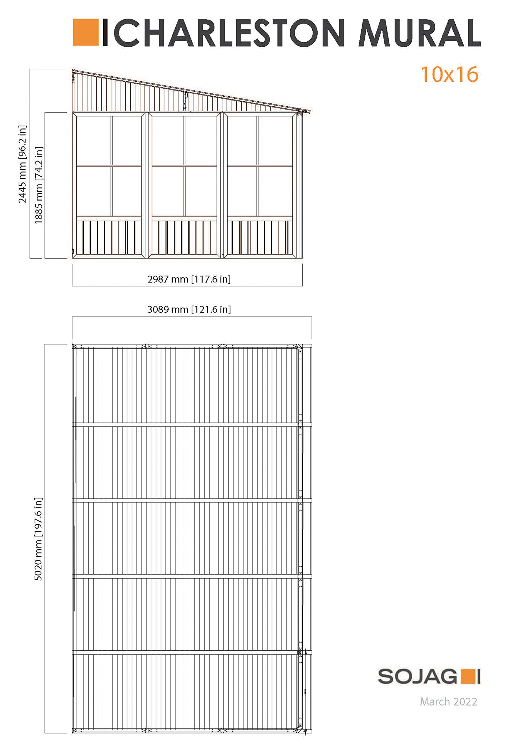 Sojag Outdoor 10' x 16' Charleston Wall-Mounted Solarium, Outdoor Sun Shelter and Shade Structure - WoodArtSupply