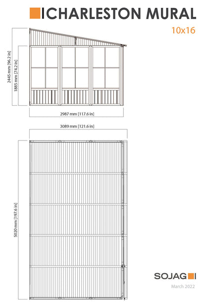 Sojag Outdoor 10' x 16' Charleston Wall-Mounted Solarium, Outdoor Sun Shelter and Shade Structure - WoodArtSupply