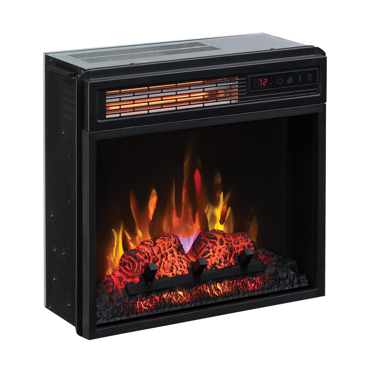 ClassicFlame 18" Infrared Quartz Electric Fireplace Insert with Safer Plug, Black ClassicFlame