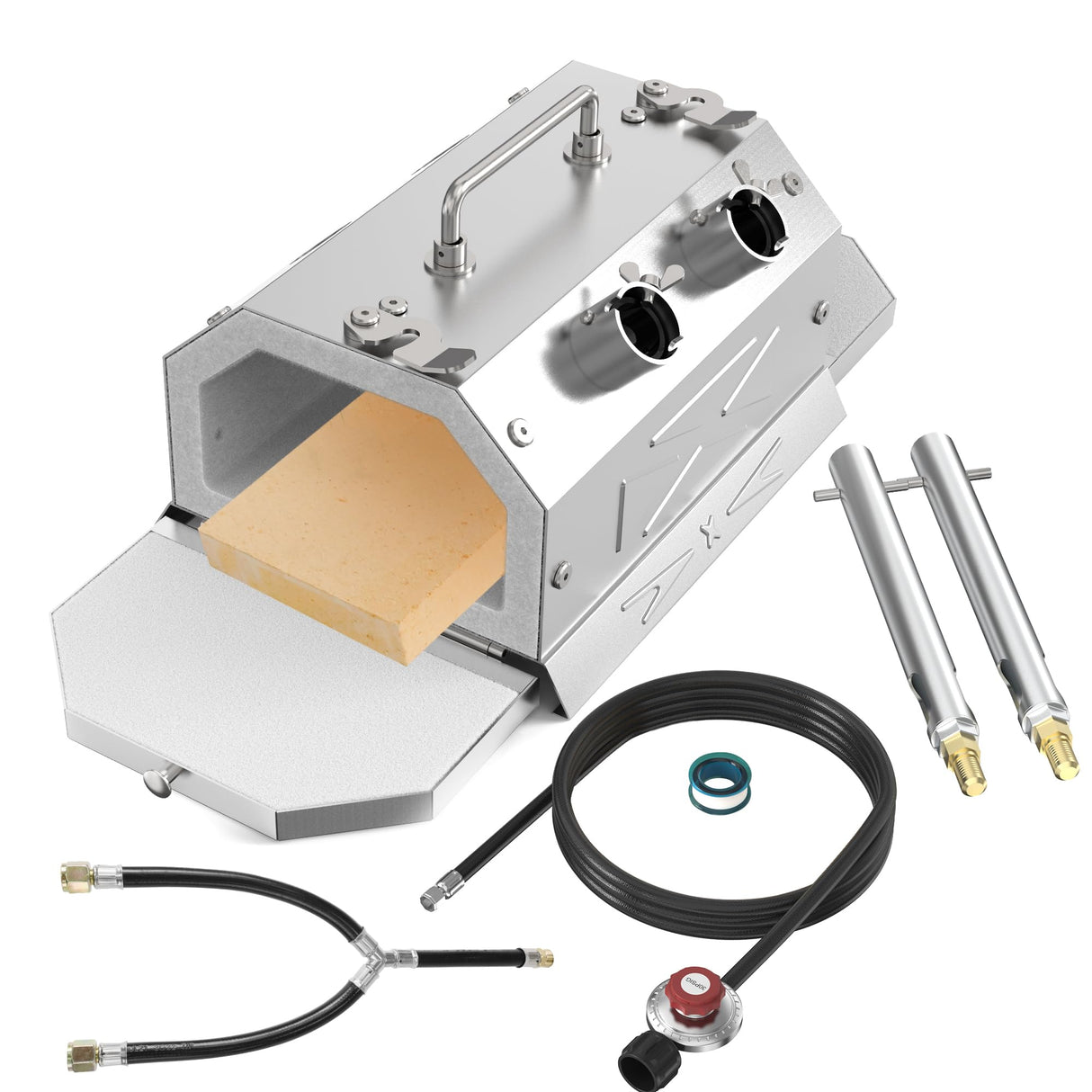 ATkrou Gas Propane Forge 2600°F,Double Doors,Large Capacity,Portable Equipment,Knife Making(Stainless Steel) Blacksmithing Farrier tool,Gas Welding Kits, Forge Kit GY200 ATkrou