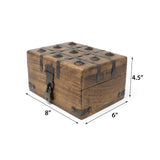 Nautical Cove Treasure Chest Wooden Box with Antique Iron Lock and Skeleton Key - Storage and Decor (Small 8 x 6 x 4.5) Nautical Cove