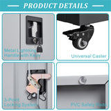 GREATMEET Metal Storage Cabinet with Locking Doors and Wheels,Garage Cabinet with Shelves for Home Office, Gym, School,Black+Grey GREATMEET