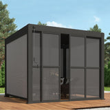 Mirador Accessory - 10' Sliding PC Door with Handle for Pergola 111 Series, 4-Piece Detachable Moveable Door, Easy Install Windproof UV-Resistant, Charcoal, not pergola MIRADOR