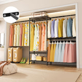 Golpart Closet Storage Organizer System,Expandable Wall Mounted Clothes Rack,3 Tiers Heavy Duty Metal Garment Rack with 3 Extendable Hanger Rods,Fits Space 5.7~8.8ft Width,76.77" H x 15.75" D Golpart