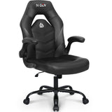 N-GEN Video Gaming Computer Chair Ergonomic Office Chair Desk Chair with Lumbar Support Flip Up Arms Adjustable Height Swivel PU Leather Executive with Wheels for Adults Women Men (Black) NEO CHAIR