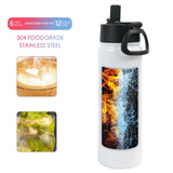 MAIKESUB 4 Pack Sublimation Blank Tumbler White Sports Water Bottles 22 OZ Wide Mouth Stainless Steel Vacuum Flask with Spout Lid for Tumbler Press Machine Sublimation Print MAIKESUB