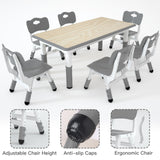 LulliSpace Kids Study Table and 6 Chairs Set,Height Adjustable Table and Chairs for Children and Toddlers,47.2"X23.6"Graffiti Desktop,Suitable for Daycare,Classrooms, Home LulliSpace