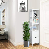 Tangkula White Multifunctional Tall Bathroom Storage Cabinet with 3 Shelves and 2 Drawers Tangkula