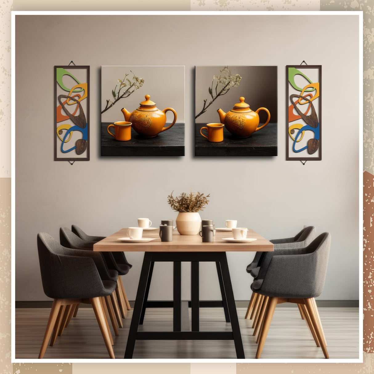 CroBlissful 2 Pcs Mid Century Wall Art Mid Century Modern Decor Elegance Wall Accents Wood Abstract Decor Geometric Panels for Interior Panel Wood Art for Home Living Room CroBlissful