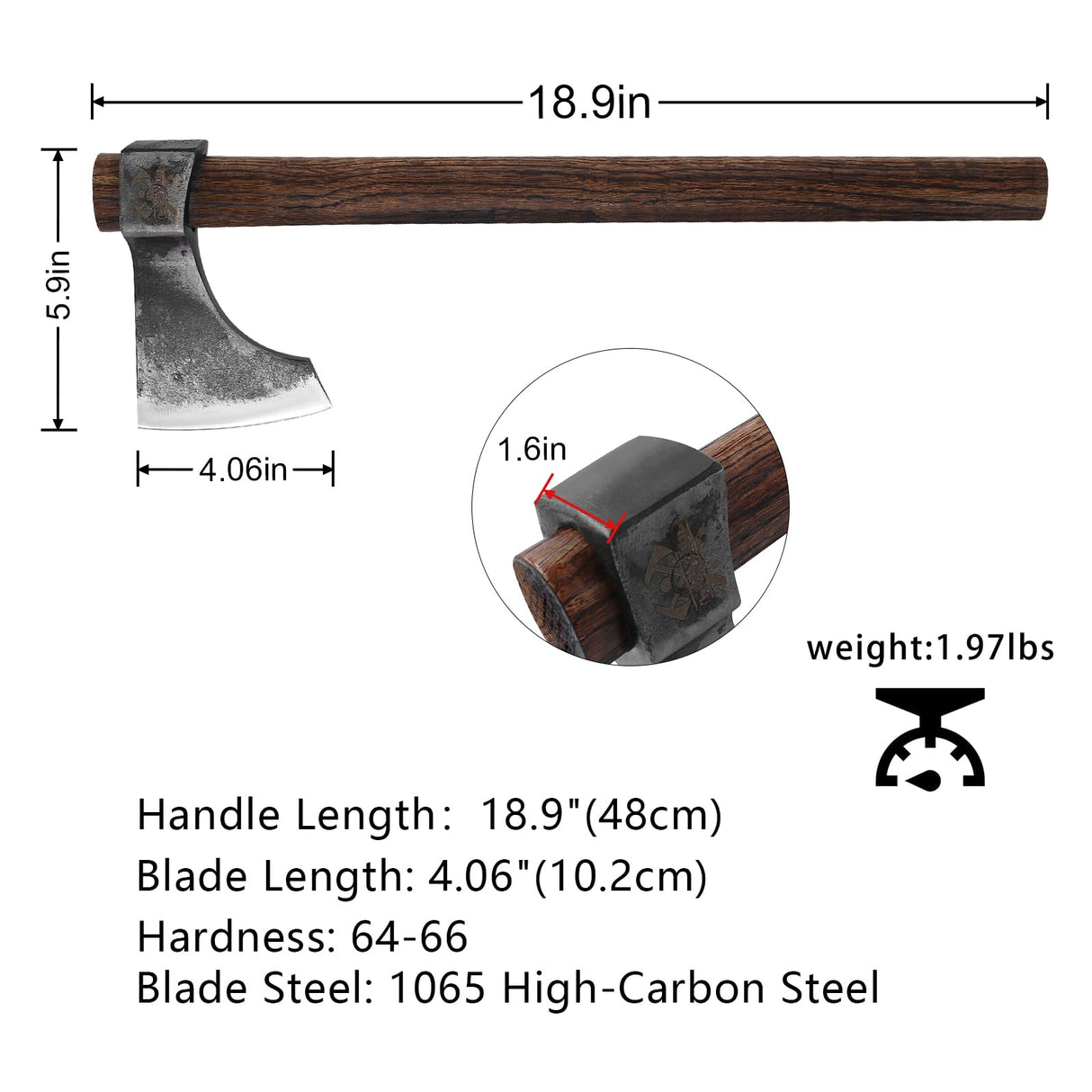 18.9" Throwing Axe, 2Pack Throwing Tomahawk with 1065 High Carbon Steel and Beech Wooden Handle, Well Balanced Great for Axe Throwing Game, Competition and Recreation THRWCLUB