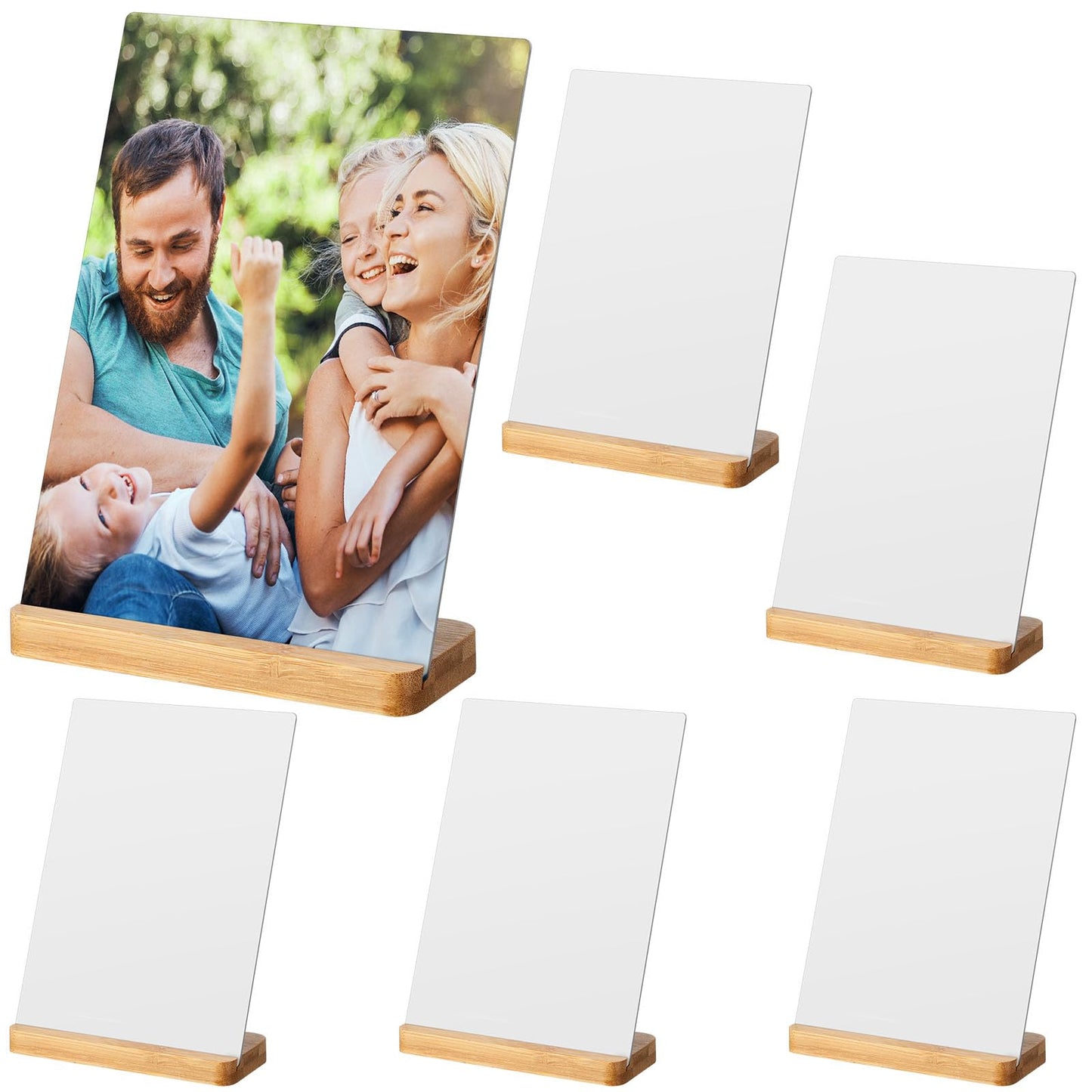 Vercraft 6 Pack Sublimation Photo Frames Blanks 5" x 7" Heat Transfer Metal Picture Frames with Wood Base DIY Photo Prints for Mother's Day Wedding Heat Press Machine Printing