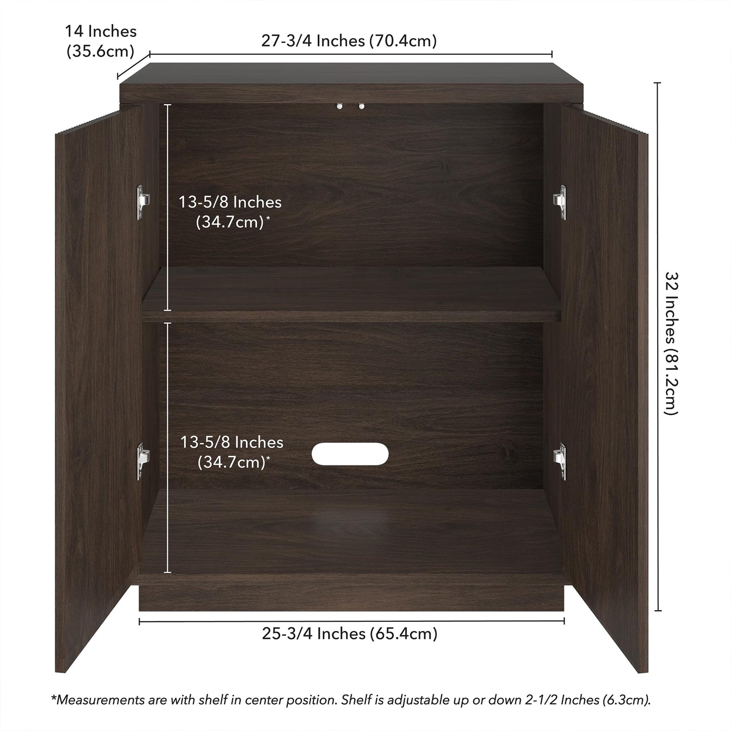 Henn&Hart 28" Wide Rectangular Accent Cabinet in Brown, for Home, Living Room, Bedroom, Entertainment Room, Office