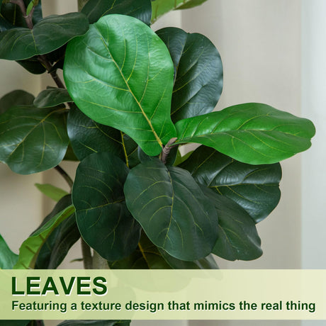 VIVATREES 6FT Fiddle Leaf Fig Artificial Tree with White Planter Pot,Faux Floor Plant, Indoor and Outdoor Fake Plants for Home Office Decor VIVATREES