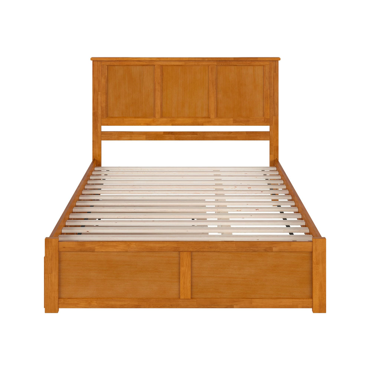 AFI Madison Queen Solid Wood Platform Bed with Footboard & Twin XL Trundle in Light Toffee AFI