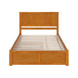 AFI Madison Queen Solid Wood Platform Bed with Footboard & Twin XL Trundle in Light Toffee AFI