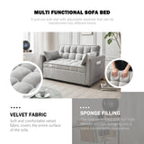 ECHINGLE Futon Sofa Bed, 3 in 1 Sleeper Sofa Couch Bed with Armrests, Storage Pockets and 2 Pillows, Adjustable Backrest, Sofa Bed Couch for Living Room, Bedroom, Office,Reading Room(Grey) ECHINGLE