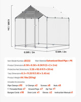 VEVOR Metal Chicken Coop, 6.56x6.56x6.56ft Walk in Chicken Runs for Yards with Cover, Spire Roof Hen House Enclosure with Security Lock, Outdoor Duck Rabbit Poultry Cage Pen for Backyard, Farm, Yard VEVOR
