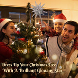 Luxspire Christmas Tree Topper, 3D Star Lighted Tree Topper, Christmas Decorations, Plug in Christmas Tree Topper with Timer, Silver Luxspire