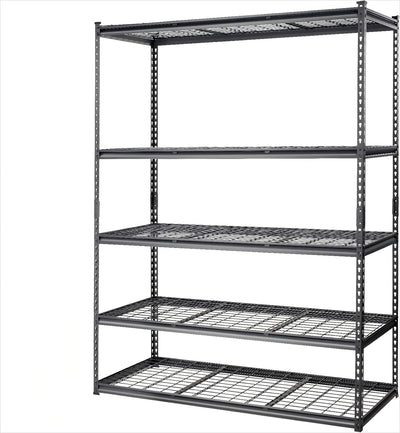 ExploreHorizon 2500 Lbs Capacity Heavy Duty Garage Shelving, 60x24x72 Inch 5-Tier Metal Wire Shelves, Adjustable Industrial Storage Rack for Garage, Basement, Warehouse Organization