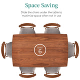 Best Choice Products 7-Piece Wooden Dining Room Table Set, Mid-Century Modern, Kitchen Table w/ 6 Chairs, Upholstered Cushions, Curved Backrests, Rounded Table Corners - Walnut/Gray Best Choice Products