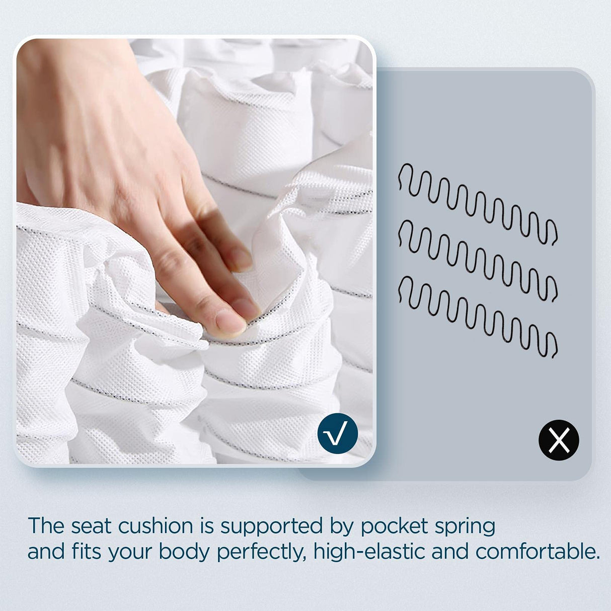 Topeakmart Fabric Recliner Sofa Push Back Recliner Chair Adjustable Modern Single Reclining Chair Upholstered Sofa with Pocket Spring Living Room Bedroom Home Theater Blue Topeakmart