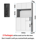 holzart 71" Tall White Kitchen Pantry Cabinet, Kitchen Pantry Storage Cabinet with Power Outlet, Freestanding Kitchen Hutch with countertop holzart