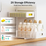 Under Sink Organizer Adjustable Height 2 Tier Bathroom Organizer Pull Out Cabinet Organer kitchen organizers and storage fridge organizers and storage,White,XL-1 Pack Petiza