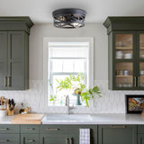 Litaddscen 2 Pack Black Farmhouse Flush Mount Ceiling Light,2-Light Rustic Hallway Light Fixtures,Industrial Lighting Fixtures Ceiling Mount for Kitchen Hall Entry Bedroom Closet Litaddscen