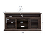 BELLEZE Modern 60 Inch Traditional TV Stand & Media Entertainment Center Console Table for TVs up to 65 Inches with Open Storage Shelves & Cabinets - Cayman (Brown) BELLEZE