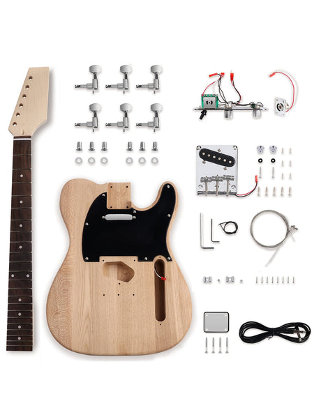 Fistrock DIY Electric Guitar Kit Beginner Kit 6 String Right Handed with Ash Body Hard Maple Neck Rosewood Fingerboard Chrome Hardware Build Your Own Guitar. Fistrock