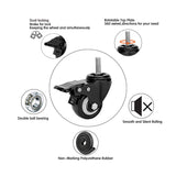 2" Stem Caster Wheels with Safety Dual Locking 600Lbs Heavy Duty Threaded Stem Casters No Noise Swivel Castors with Brakes 3/8"- 16 x 1 (Set of 4) YOOGAA