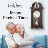 Pendulum Wall Clock Battery Operated - Wooden Hanging Grandfather Wall Clock with Pendulum, 23.5x9 inch - Quiet, Non-Chiming, with Real Wood for Living Room Decor, Office & Home Décor Gift Lovely Home Essentials