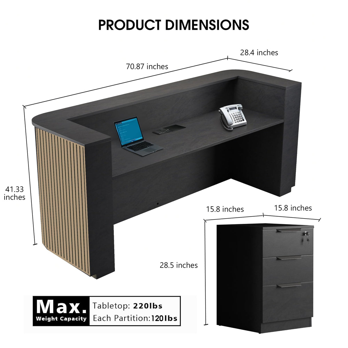 ONNAHOMEStlyle 70.87in Yellow Curved Reception Desk with Lock Drawer File Cabinet,Mid Century Front Desk Reception Room Table with LED Lights, Retail Counter for Checkout, Lobby, Beauty Salon ONNAHOMEStlyle