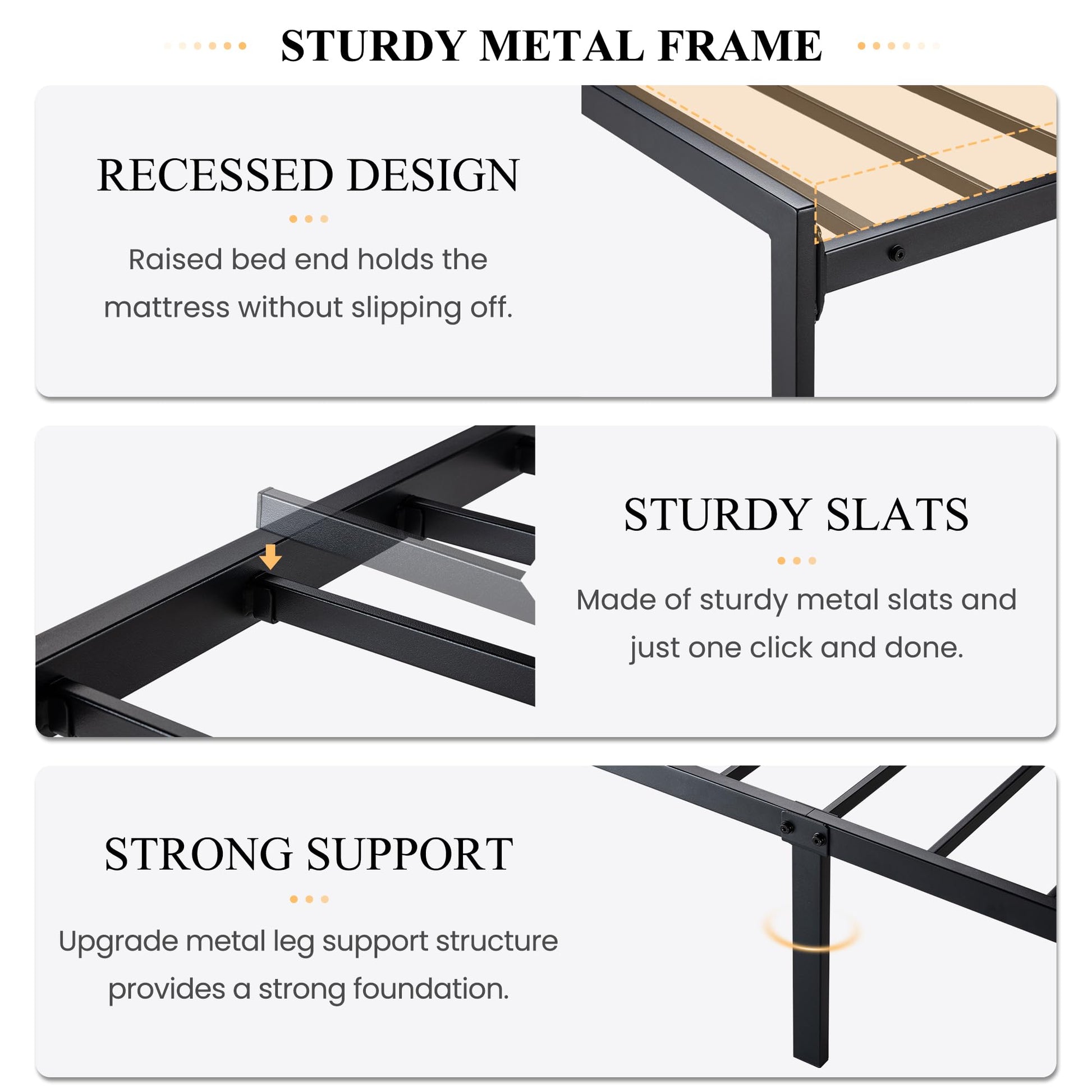 SHA CERLIN Heavy Duty Twin Bed Frame with Practical Headboard Shelf and Strong Metal Support - WoodArtSupply