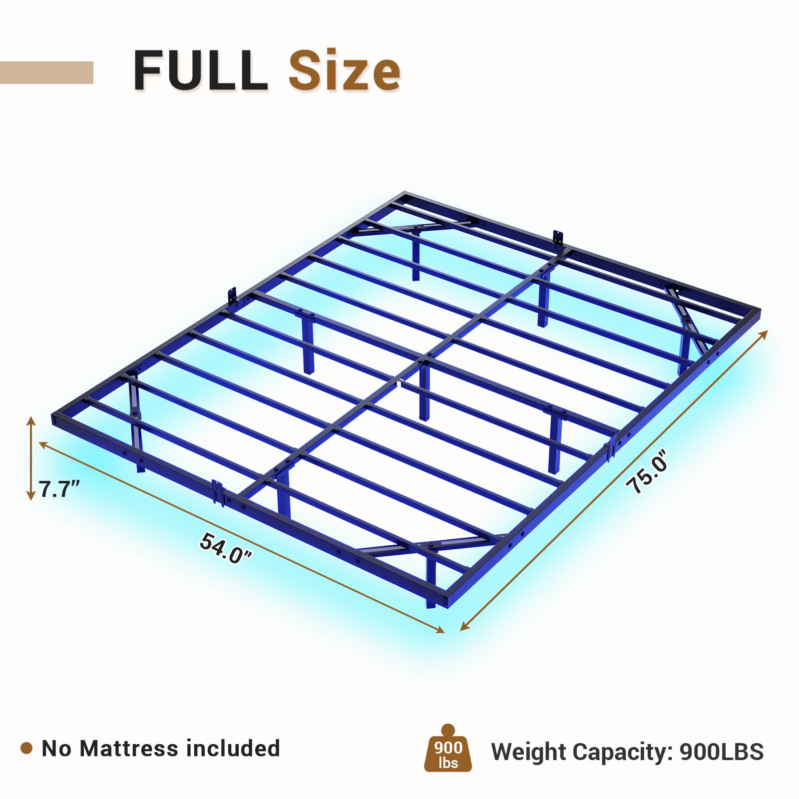 Hasuit Modern Floating Full Bed Frame with LED Lights - Easy Assembly, No Box Spring Needed - WoodArtSupply