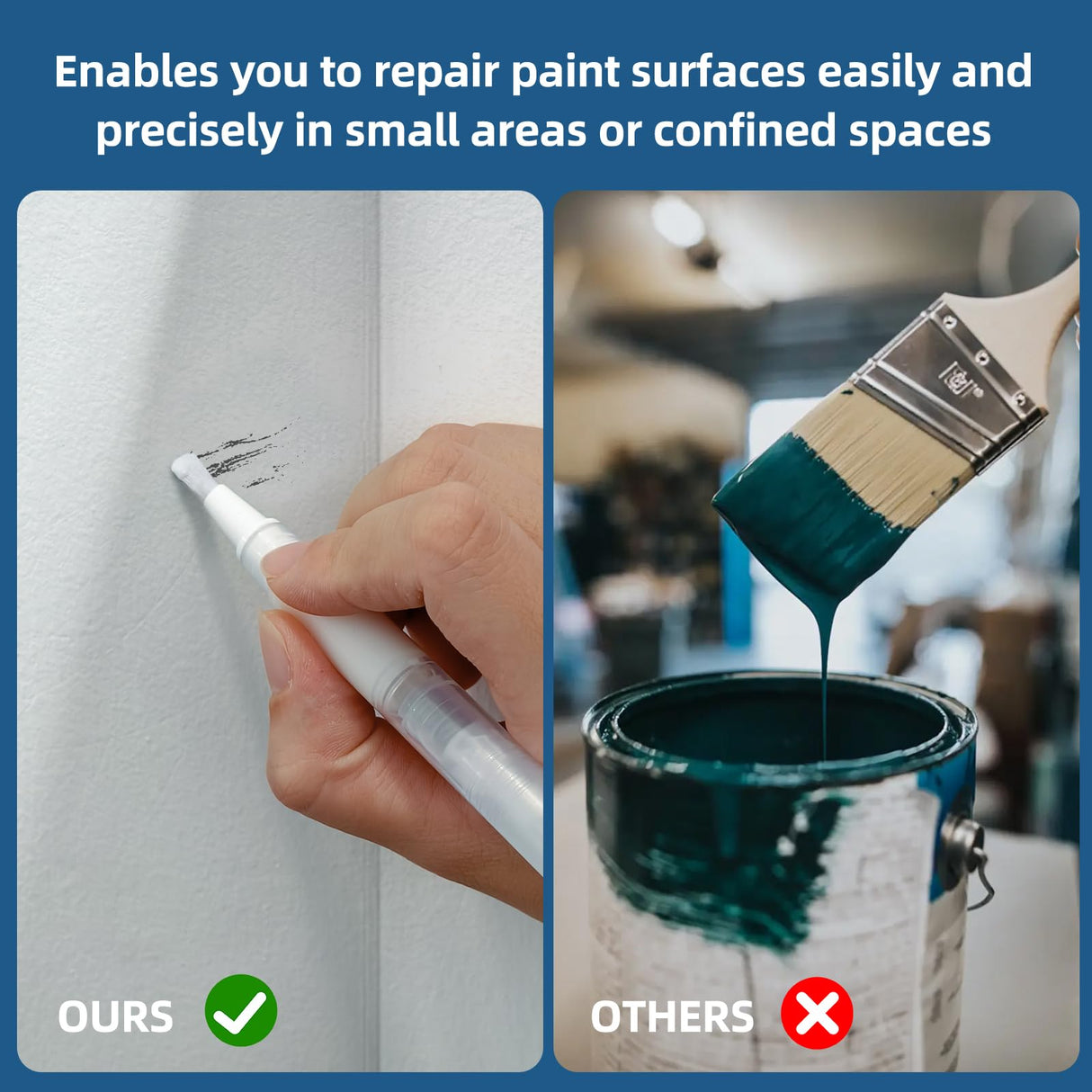 XTIIEED Fillable Touch Up Paint Pen, Refillable Paint Brush Pens, Touch up paint pens for walls - Wood Floors, Windows, Furniture, Kitchen Cabinet, Suitable for Any Repair(3 Pack) XTIIEED