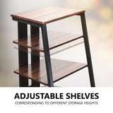 FITUEYES DESIGN 4-Tier AV Media Stand Corner Shelf for Record Player Wooden Stereo Cabinet Audio Rack Tower with Height Adjustable Wooden Shelves for/Apple TV/Xbox One/ps4 (Walnut) FITUEYES