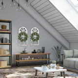 Toppay 2-Pack Distressed Arched Cathedral Window Frame Wall Decor, Antique White, 32 inchx16 inch Toppay